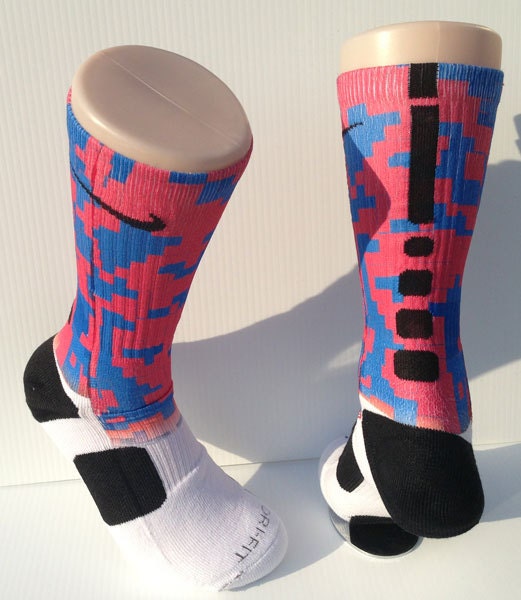 Custom Digital Red and Blue Nike Elite Socks