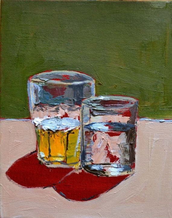 Oil Painting Glass Of Beer And Glass Of