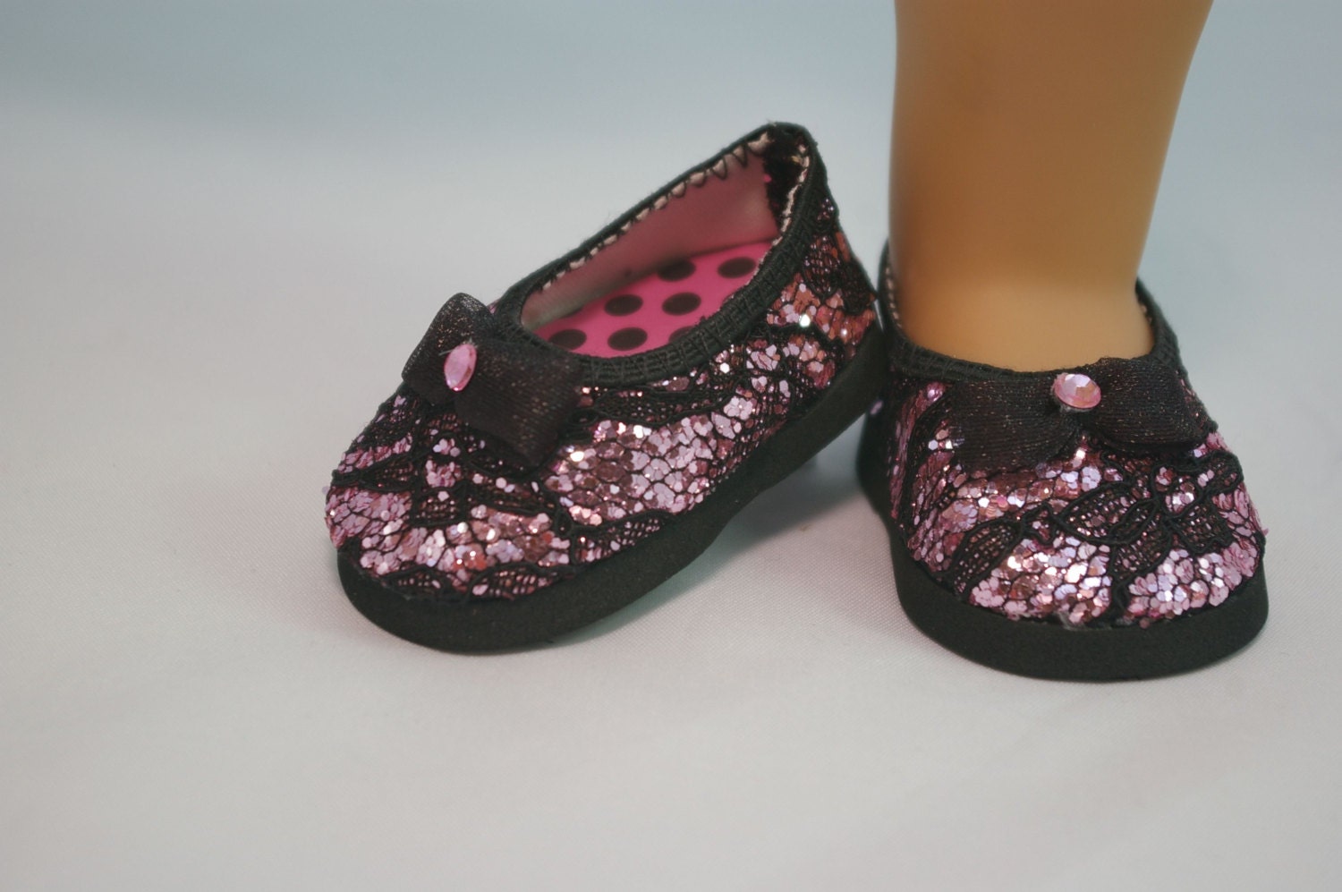 Ballerina flats SHOES for American Girl or 18 inch doll Black