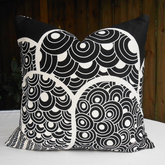 Items similar to Sale Black & White Ikea Fabric Pillow Cover 18x18 on Etsy