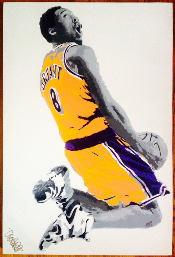 Items similar to Kobe Bryant. "The Reverse" Stencil Art on Canvas on Etsy