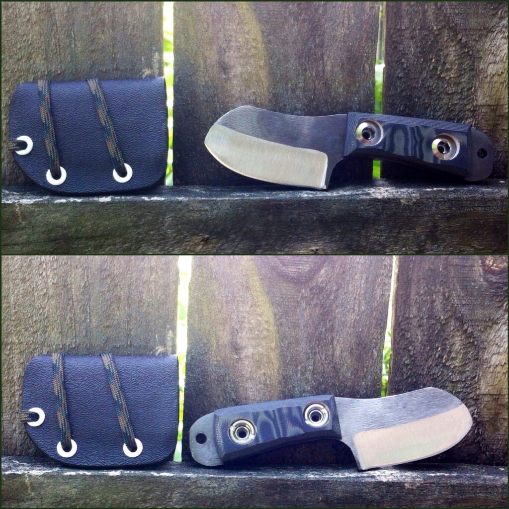 Handmade Small Fixed Blade Knife with Removable Black and OD