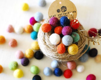 Felt Balls x100 Mixed Colours. 1cm to 1.5cm. Multicolour. Wool. Colourful beads. Bulk. Decor. Decoration. DIY
