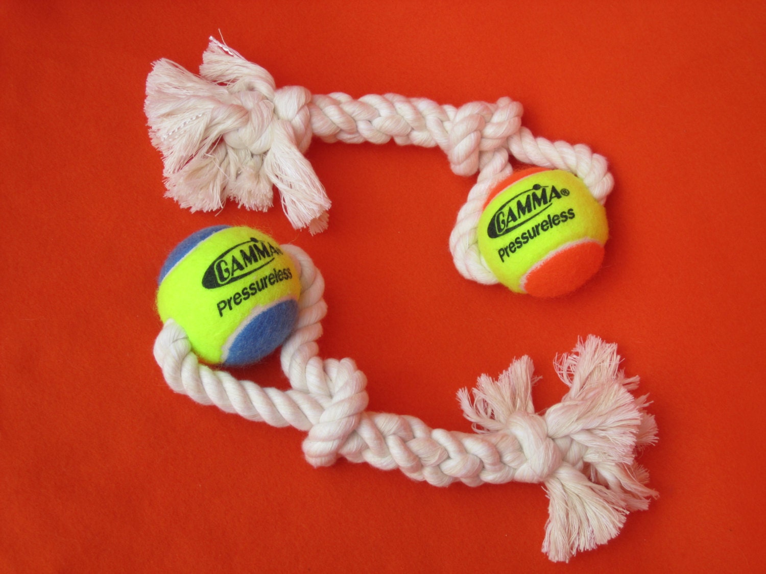 Kane's tennis ball cotton rope dog toy Now by DamiensBestDogToys