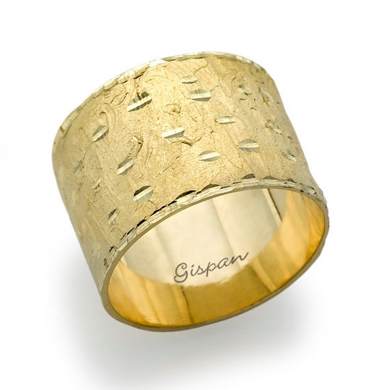 14k Wedding Ring Yellow Gold Handmade Gold Ring by gispandiamonds