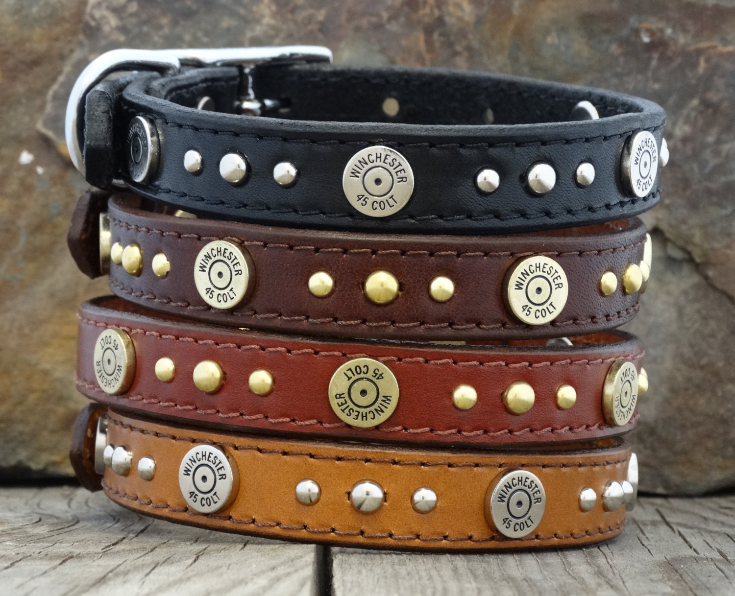 Leather Dog Collar / 3/4 wide collar / Winchester Colt