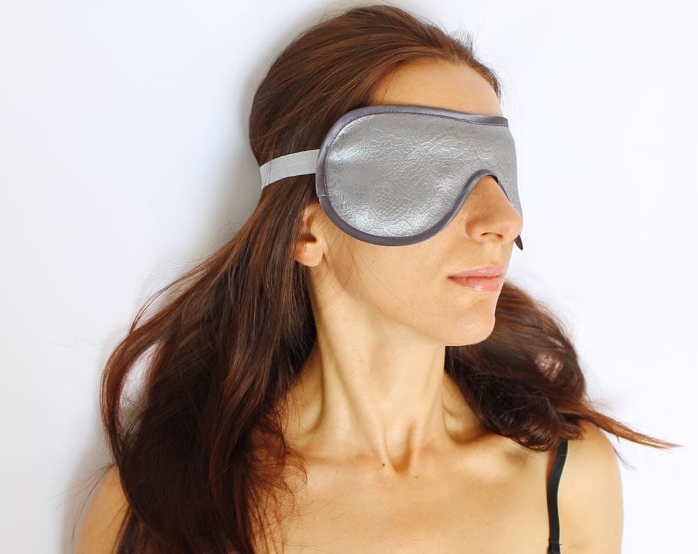 Sleeping Mask Grey Satin Sleep Mask Titanium by OllegoriaLingerie