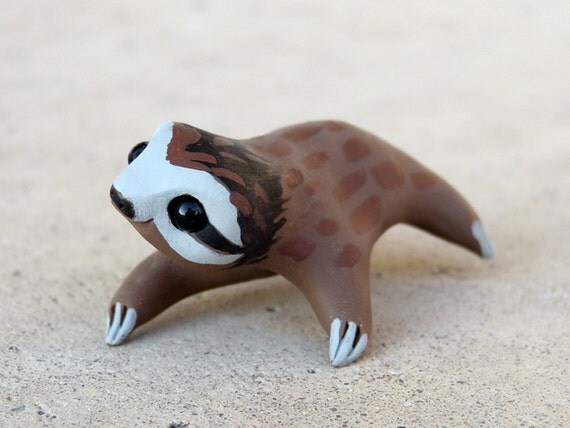 Items similar to Tiny sloth - Handmade miniature polymer clay animal ...