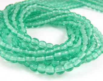 Cool Mint Green 4mm Smooth Round Czech Glass Beads 100pc #357
