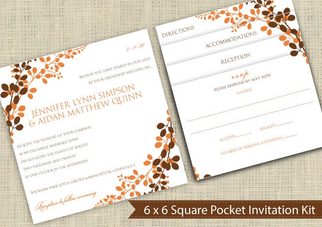 6x6 Pocket Wedding Invitation Template Set by KarmaKWeddings