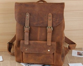 Brown Leather Backpack-Shopper-computer-Ipad-MacBook Bag-Shoulder ...