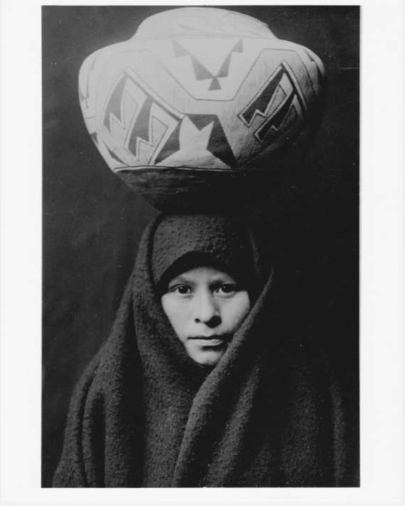 Vintage Native American Photograph Zuni Girl by Edward