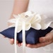 Oreiller Porteur D'alliances De Mariage - Coussin 15x15 Cm Décoré Strass Et Ruban, Pour Cérémonie, Blanc