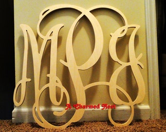 24 inch Wooden Wall Monogram Letters. Great for weddings, birthdays, gifts, nursery and home decor