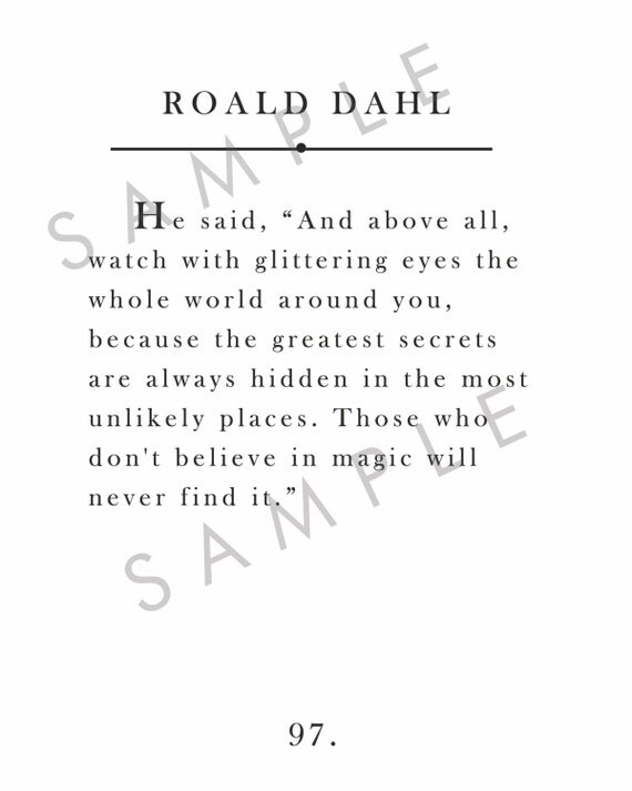  Roald  Dahl  Magic  Quote Art Print Instant Download