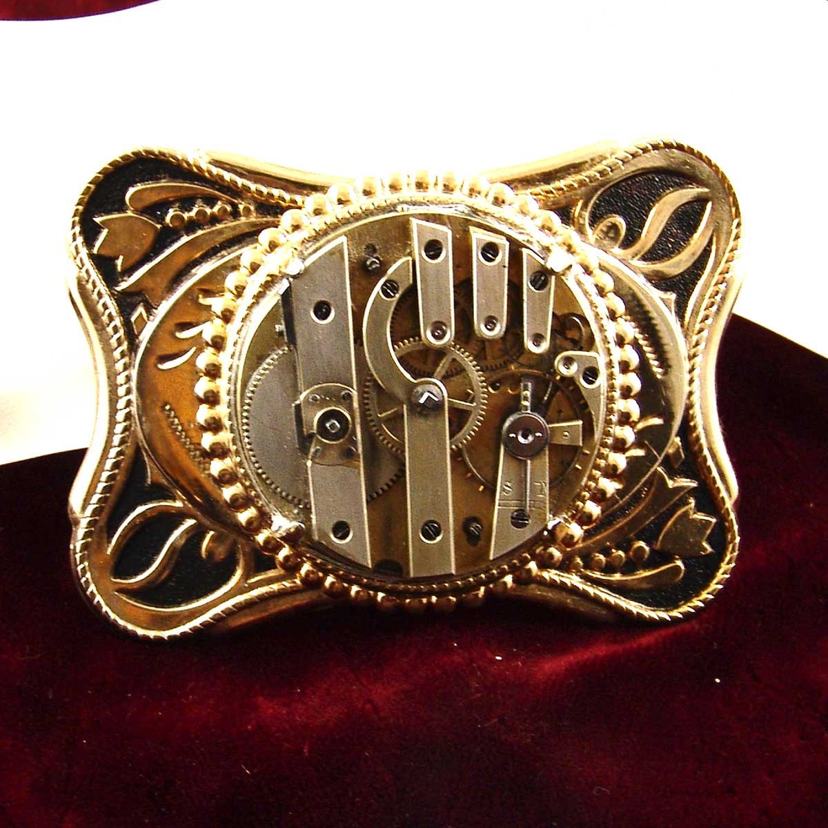 Steampunk Mens Belt Buckle Gold Tone Antique Brass 1800 S