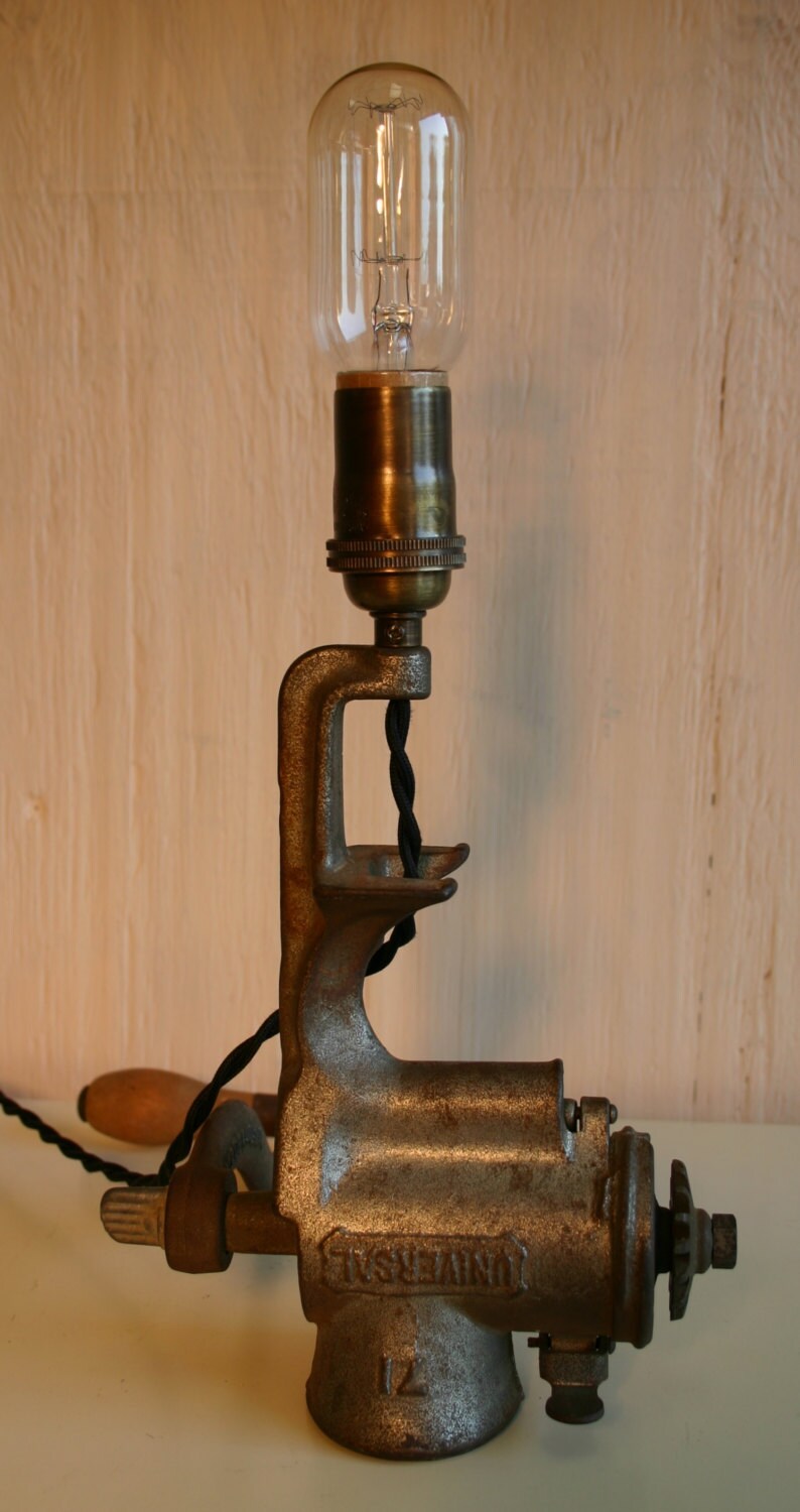 Repurposed Vintage Meat Grinder Lamp