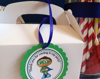Super Why Party Tags,Favor Tags,12 Tags Ready-to Ship