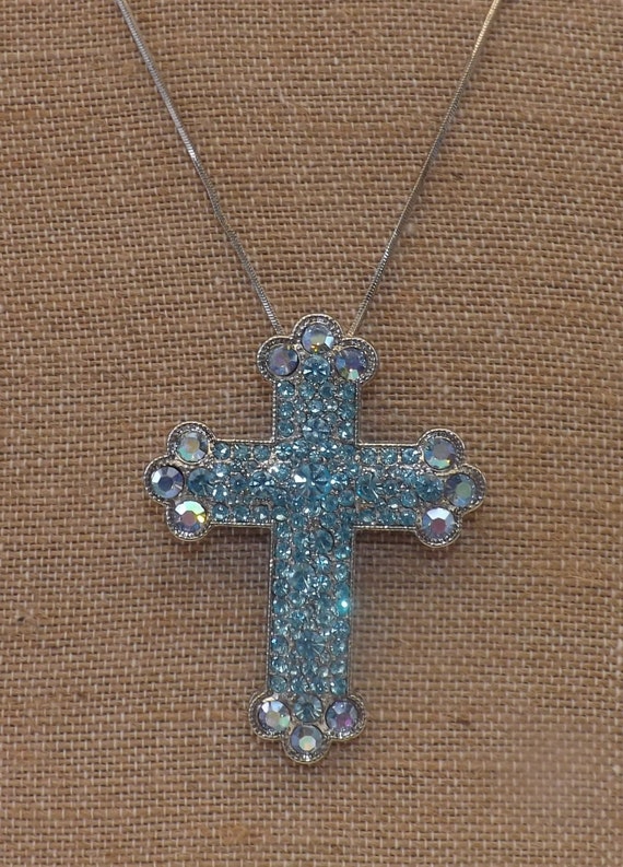Exquisite Aquamarine Cross Necklace by TheGreenEyedTurtle on Etsy