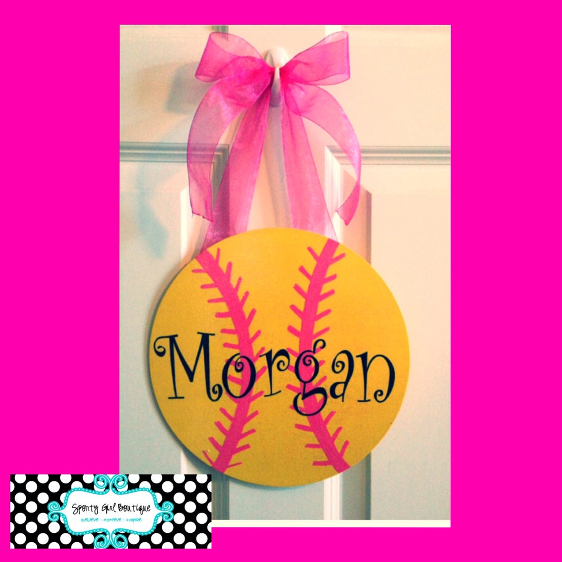 Sporty Girl Softball Personalized Hanging Sign