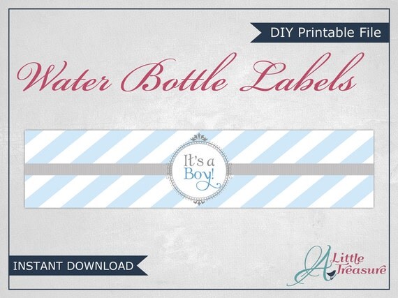 Items similar to WATER BOTTLE LABELS diy, modern baby boy ...