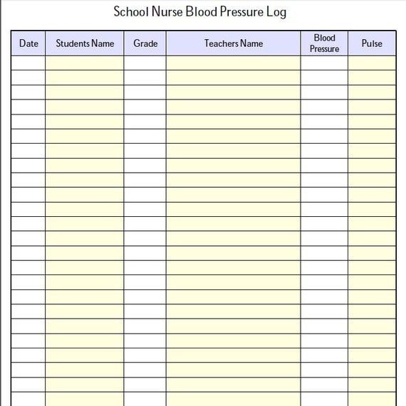 printable blood pressure logs