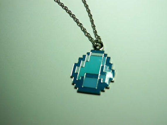 Minecraft style diamond replica charm pendant necklace