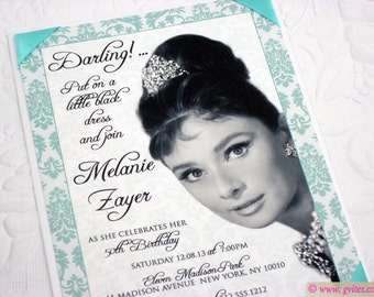 Audrey Hepburn invitation, Audrey Hepburn party theme, Audrey invite, bridal shower invitations Audrey Hepburn theme, Audrey invitations. - il_340x270.513374583_n52t