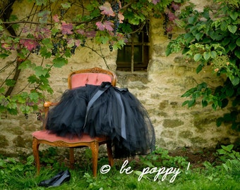 SHORT BLACK TUTU skirt - Tea lenght Black woman tulle skirt - 8 layers sewn tutu - Custom - Adult tutu skirt - Girl tulle skirt- Flower girl