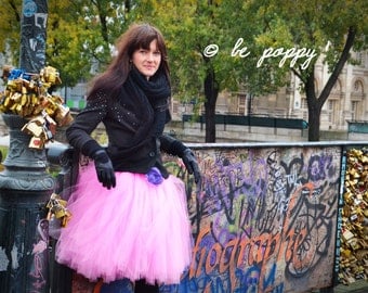 SHORT PINK TUTU skirt - Tea lenght Candy Pink Tulle Skirt - 8 layers sewn tutu - Custom - Adult tutu skirt - Girl tulle skirt - Flower girl