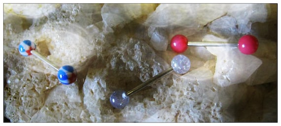 Buy 3 Barbells Surgical Steel 30mm with Acrylic Beads by IreneDesign2011