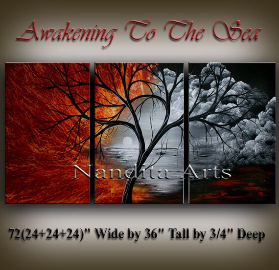 LANDSCAPE PAINTING Red Wall Art Scenic by ContemporaryArtDaily