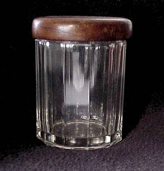 Antique Hand Blown DECO Heavy GLASS Tobacco Jar HUMIDOR with