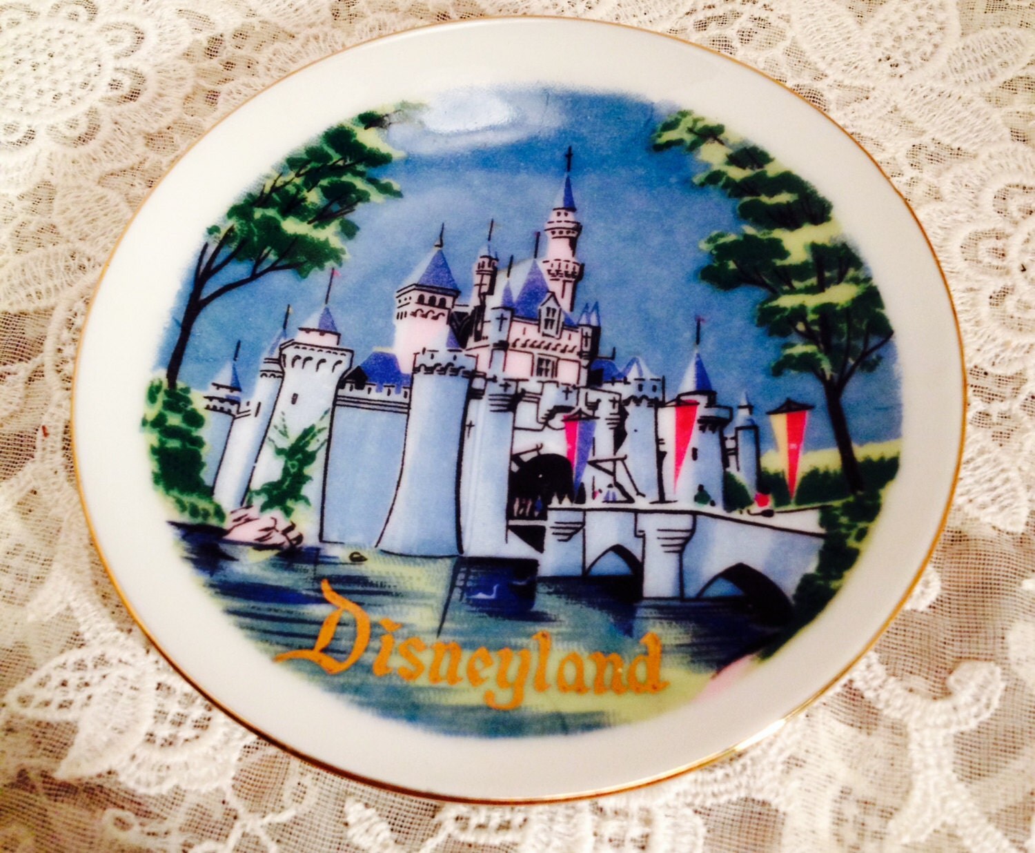 Vintage Mini Disneyland Castle Plate circa 1960's Made