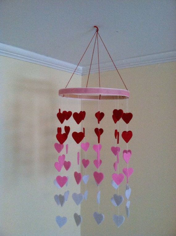 Items similar to Felt Heart Mobile on Etsy