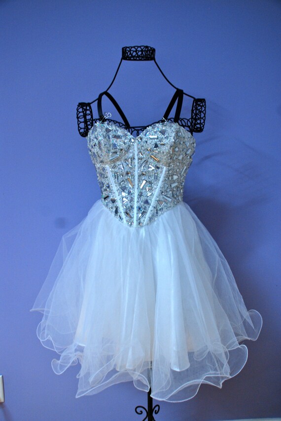 Items similar to White Sparkly Prom Dress on Etsy