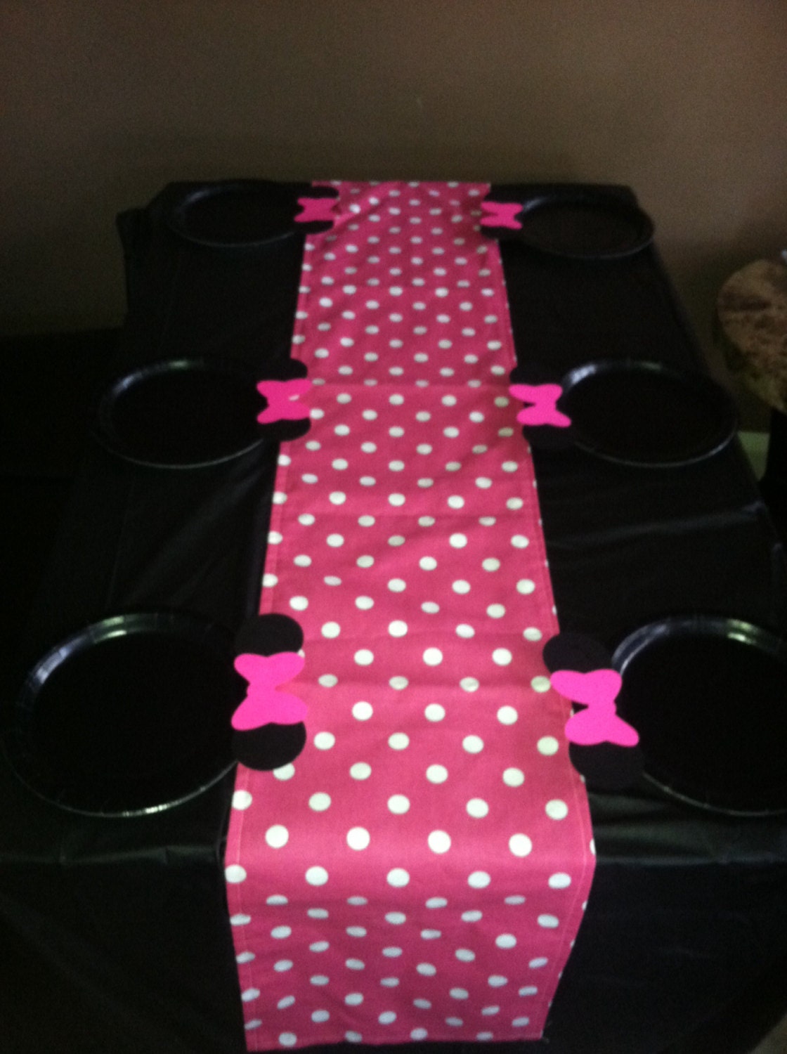 Hot pink polka dot table runnerMINNI MOUSE by EllaBellaFabric