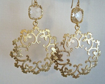 Gold and crystal earrings Clearance