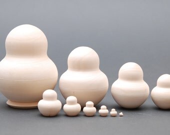 Blank wooden matryoshka babushka russian nesting doll unpainted nesting doll 10 pc Free Shipping plus free gift!