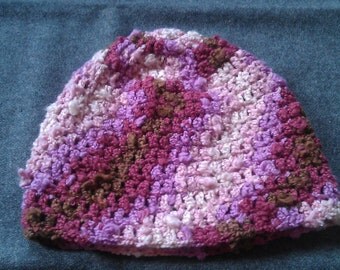 Crochet Baby Hat Pink and Brown