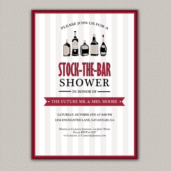 Stock The Bar Wedding Shower Invitation Wording 9