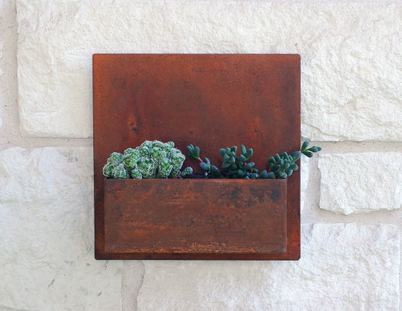 Metal Succulent Wall Art & Planter - 12" x 12" Square with Free Shipping, Hanging Planter and Wall Decor, Vertical Garden