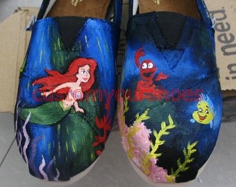 custom TOMS Little Mermaid Toms inspired handpainted shoes can do any ...