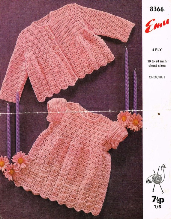 baby matinee dress and coat vintage crochet pattern PDF