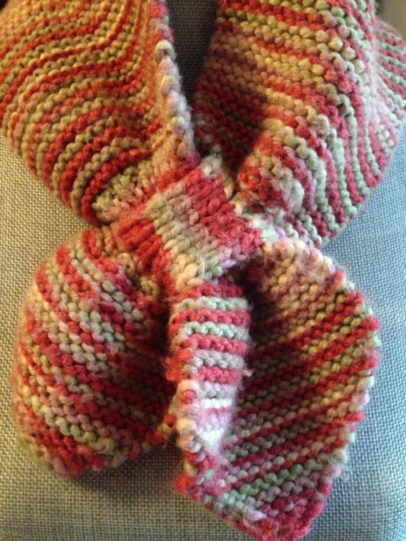Items similar to Hand knit Neck Tie Scarf on Etsy