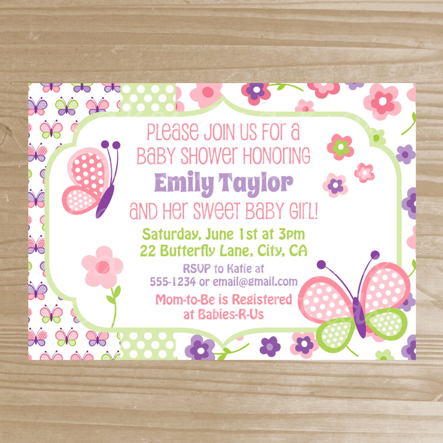 Printable Baby Shower Butterfly Invitations Baby shower invitation ...