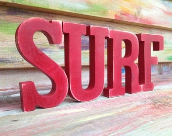 Handpainted distressed Surf Red Nautical sign