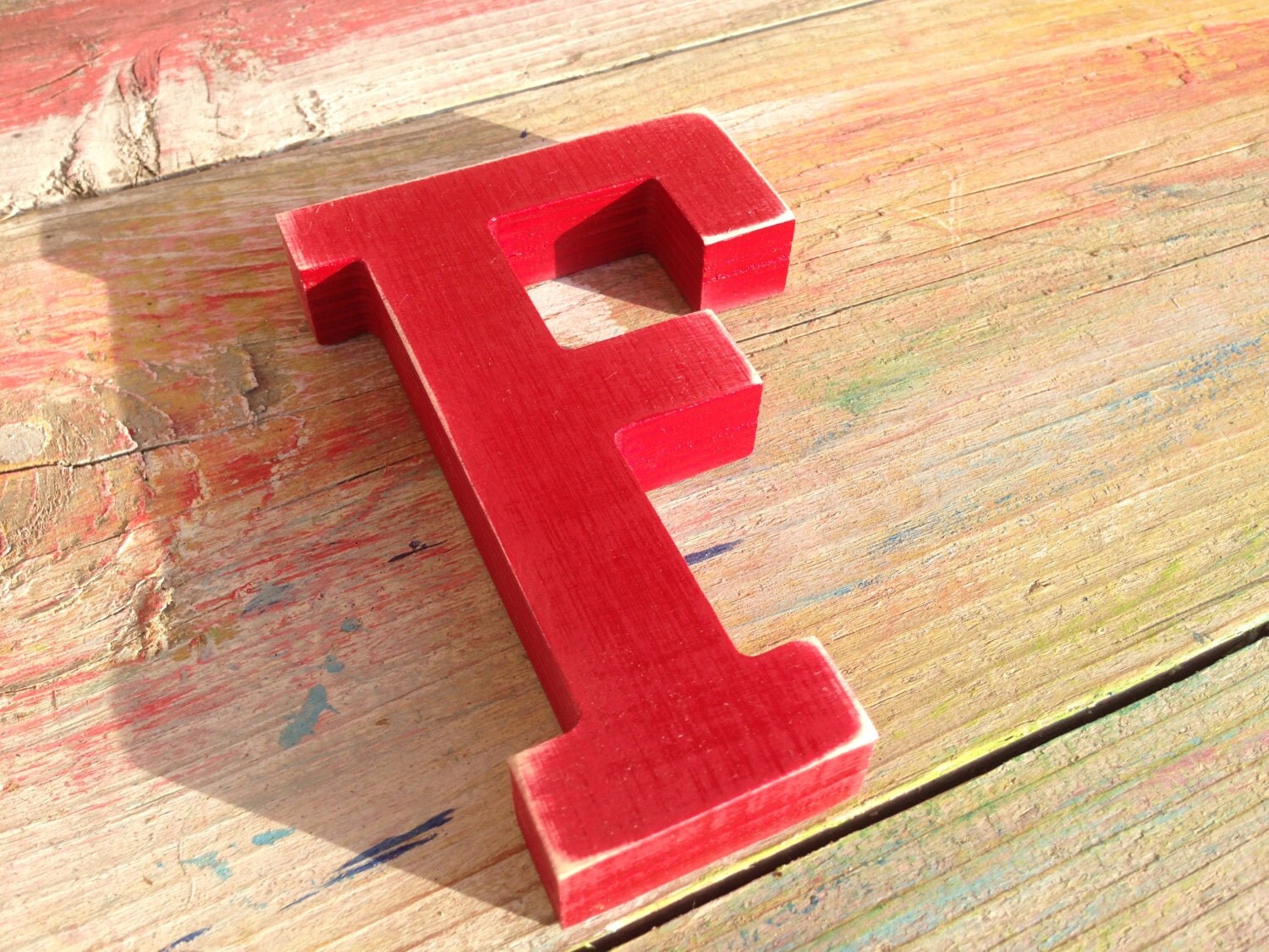 wood letter F red home decor sign any letter any color