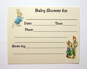 Peter Rabbit Party Invitations Bir thday or Baby Shower ...