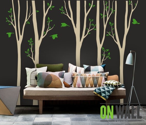 Large Birch Tree Decals Nursery Decals Kids Wall Decals Living